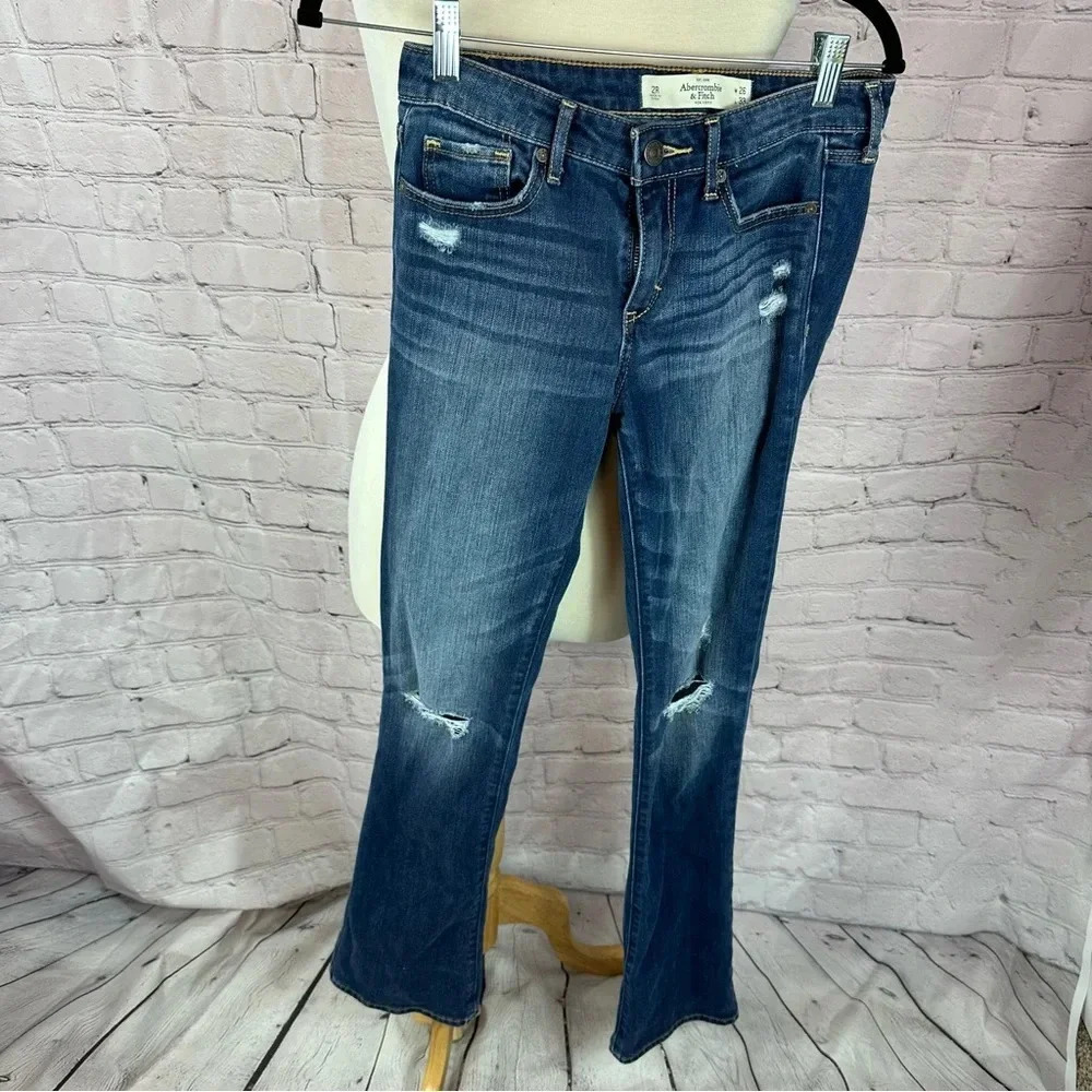 abercrombie & fitch skinny boot distressed jeans size 2 regular 26/33 boho